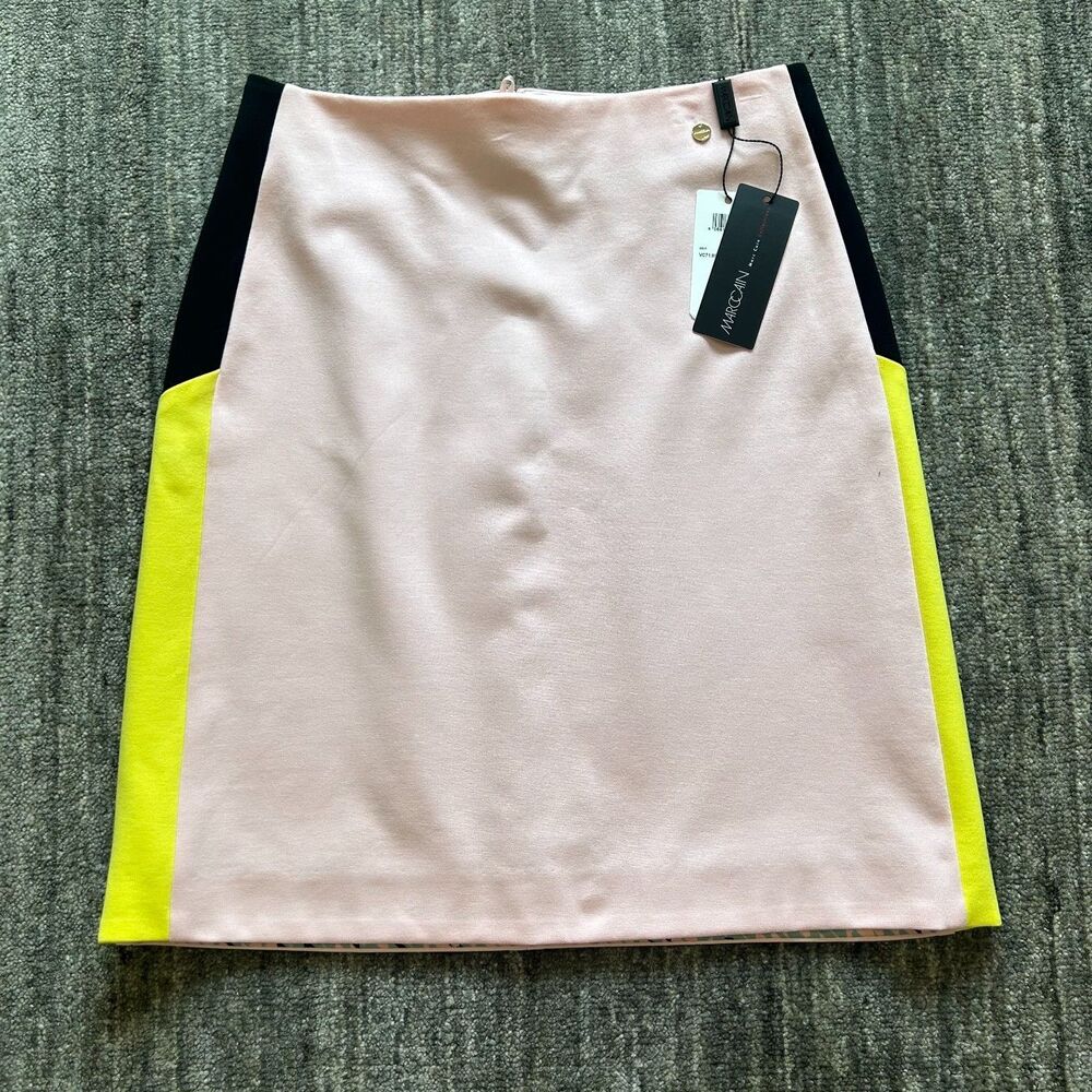 Marc Cain NWT blush pink colorblock skirt, fully lined, size 2